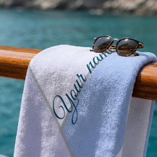 Personalized Pastel Blue ColorBlock Geometric Beach Towel