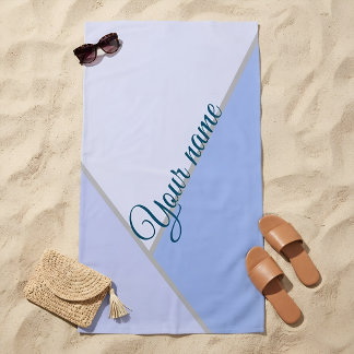 Personalized Pastel Blue ColorBlock Geometric Beach Towel