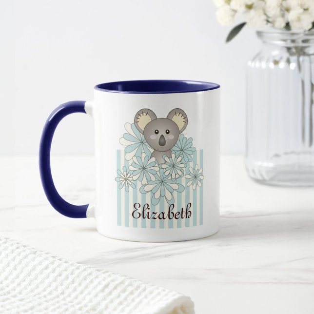 Personalized Pastel Blue Cute Koala Bear Kids Mug (Creator Uploaded)
