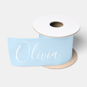 Personalized Pastel Blue Elegant Name Satin Ribbon