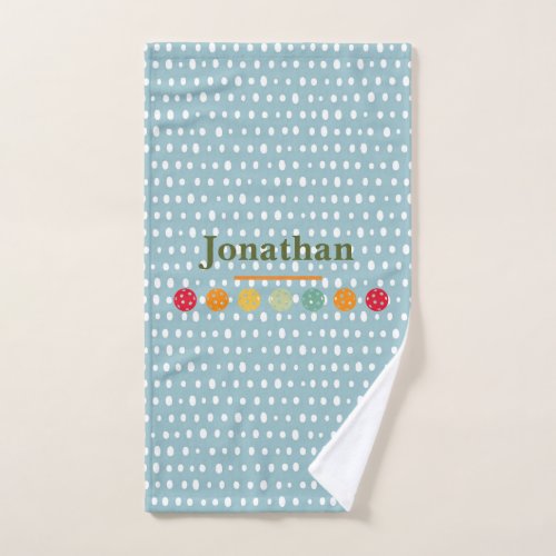Personalized Pastel Blue Pattern Pickle Ball  Hand Towel