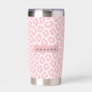 Personalized Pastel Blush Pink Leopard Print Insulated Tumbler