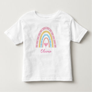 Personalized Pastel boho rainbow Baby girl Toddler T-shirt
