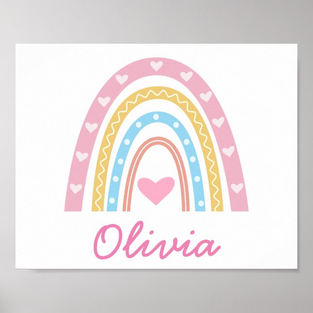 Personalized Pastel boho rainbow Name girl   Poster (Front)