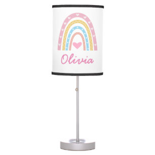 Personalized Pastel boho rainbow Name girl Table Lamp