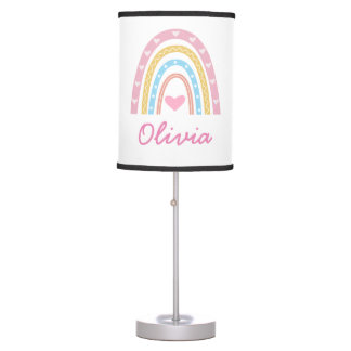 Personalized Pastel boho rainbow Name girl Table Lamp