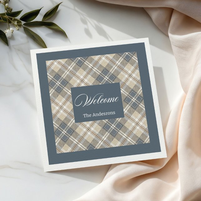 Personalized Pastel Brown Blue Napkins Classic (Personalized Pastel Brown Blue Napkins Classic)