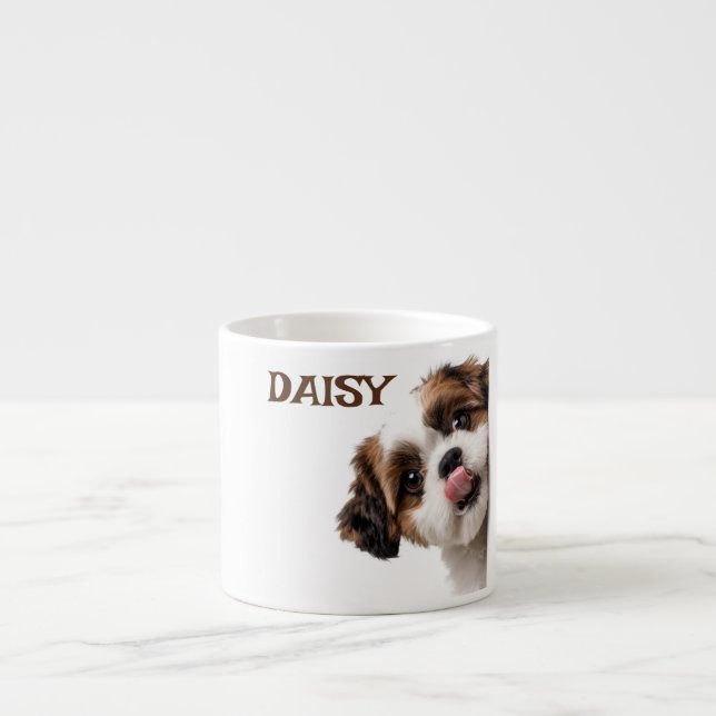 Personalized Pastel Brown Dog Photo Espresso Mug (Front)