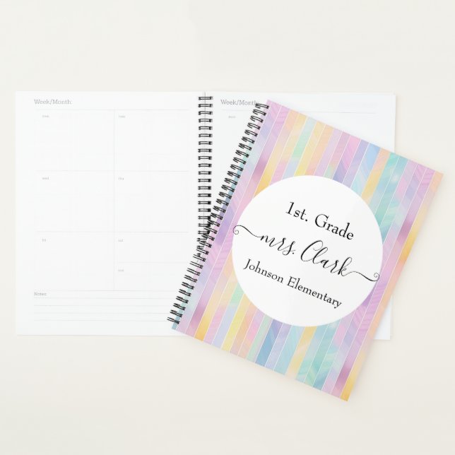 Personalized pastel brushstrokes teacher lesson planner (Display)