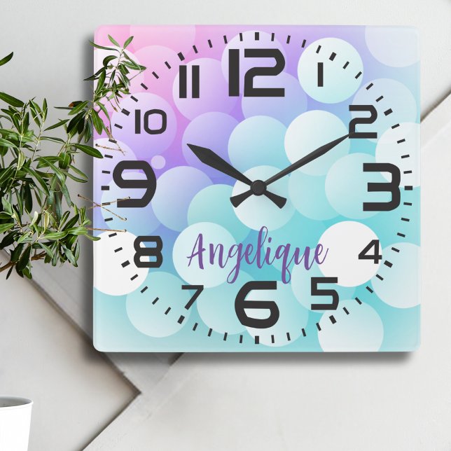 Personalized Pastel Bubbles Wall Clock (Creator Uploaded)