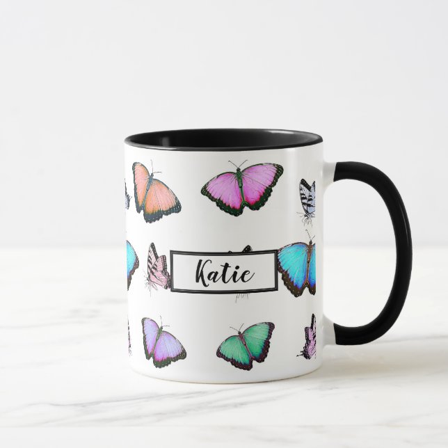 Personalized Pastel Butterflies Mug (Right)