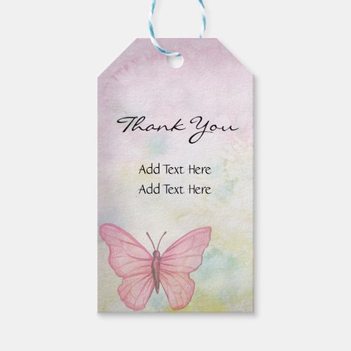 Personalized Pastel Butterfly Pink Gifts Favors Gift Tags