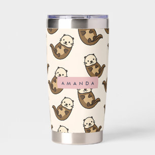Personalized Pastel Charming Cat Pattern Insulated Tumbler