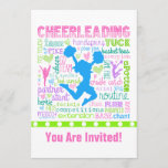 Personalized Pastel Cheerleading Words Typography Invitation