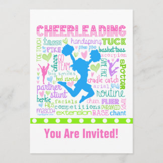 Personalized Pastel Cheerleading Words Typography Invitation