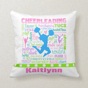 Multicolor Cheerleading Gymnastics Apparel Cheerleading Gifts Tumble Dancing Gymnastics Cheer Throw Pillow 18x18