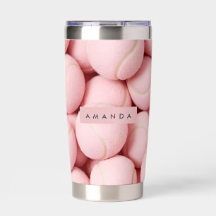 Personalized Pastel Chic Pink Tennis Ball  Insulated Tumbler
