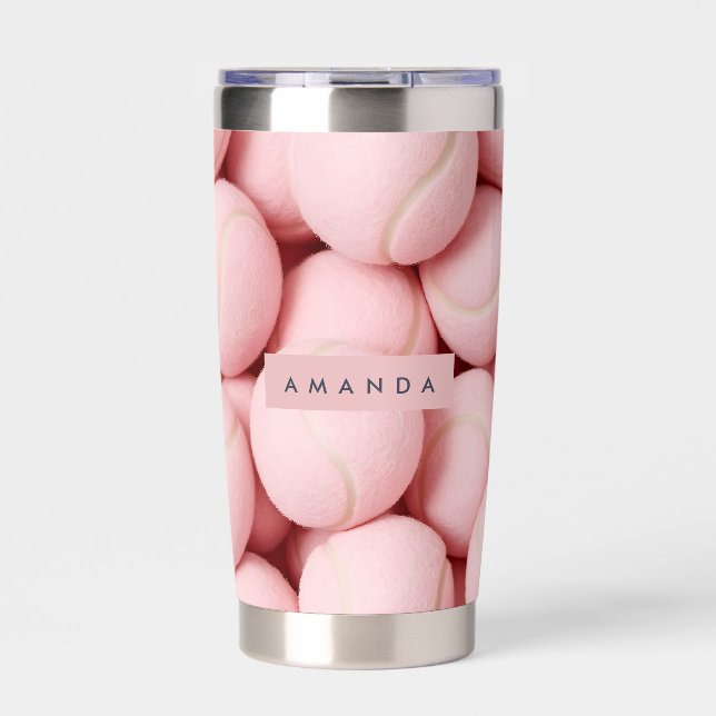 Personalized Pastel Chic Pink Tennis Ball  Insulated Tumbler (Front)