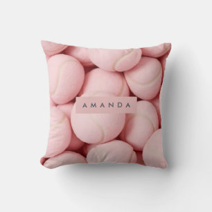 Personalized Pastel Chic Pink Tennis Ball  Throw Pillow