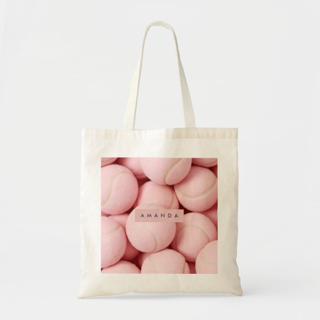 Personalized Pastel Chic Pink Tennis Ball  Tote Bag (Front)