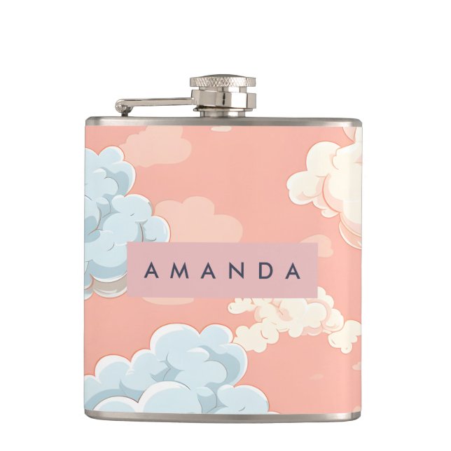 Personalized Pastel Cloud Dreamscape  Flask (Front)