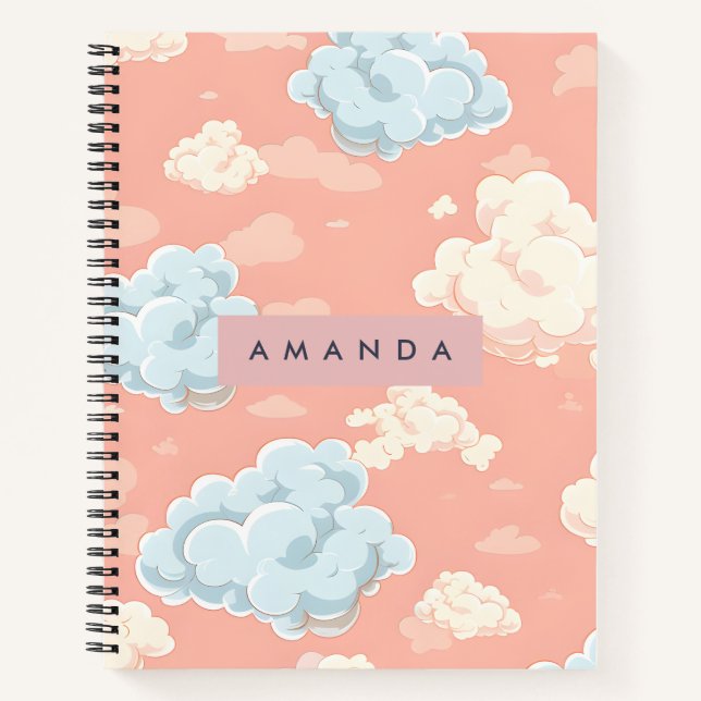 Personalized Pastel Cloud Dreamscape  Notebook (Front)