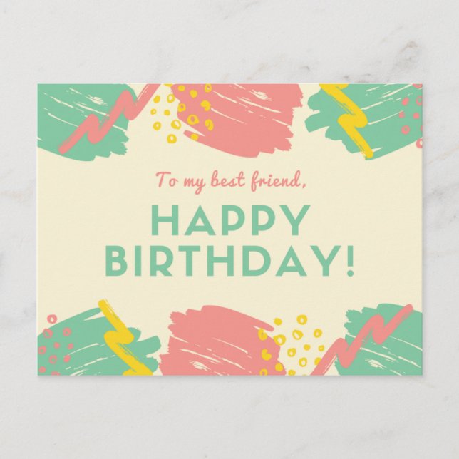 Personalized - Pastel Colourful Brush Strokes Postcard (Front)