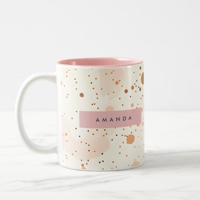 Personalized Pastel Confetti Dot Style Two-Tone Coffee Mug (Left)