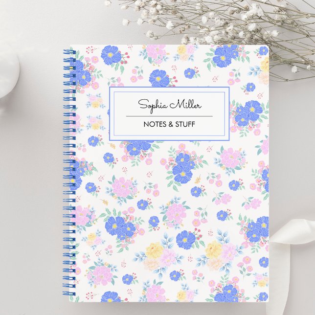 Personalized Pastel Coquette Floral Pattern Spiral Notebook (Creator Uploaded)