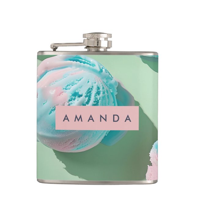Personalized Pastel Cotton Candy Dream Aesthetic Flask (Front)
