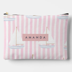 Personalized Pastel Cute Boat Pattern Accessory Pouch