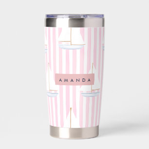 Personalized Pastel Cute Boat Pattern Insulated Tumbler