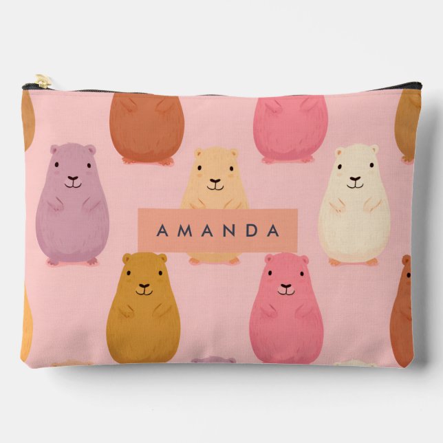 Personalized Pastel Cute Capybara Pattern  Accessory Pouch (Front)