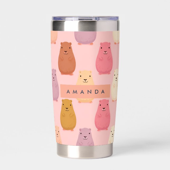 Personalized Pastel Cute Capybara Pattern  Insulated Tumbler (Front)