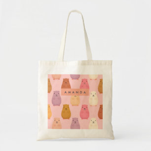 Personalized Pastel Cute Capybara Pattern Tote Bag