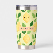 Personalized Pastel Cute Smiling Lemon Pattern