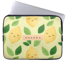 Personalized Pastel Cute Smiling Lemon Pattern