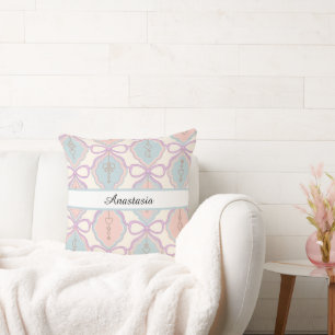 Personalized Pastel Decorative Girl Pink Blue Throw Pillow