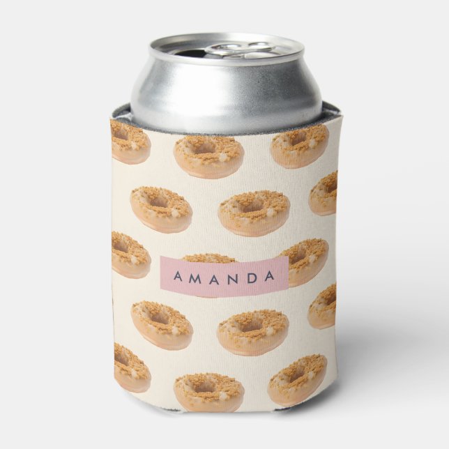 Personalized Pastel Donut Sprinkle Pattern Can Cooler (Can Front)