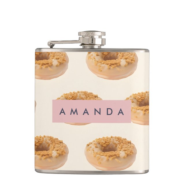 Personalized Pastel Donut Sprinkle Pattern Flask (Front)