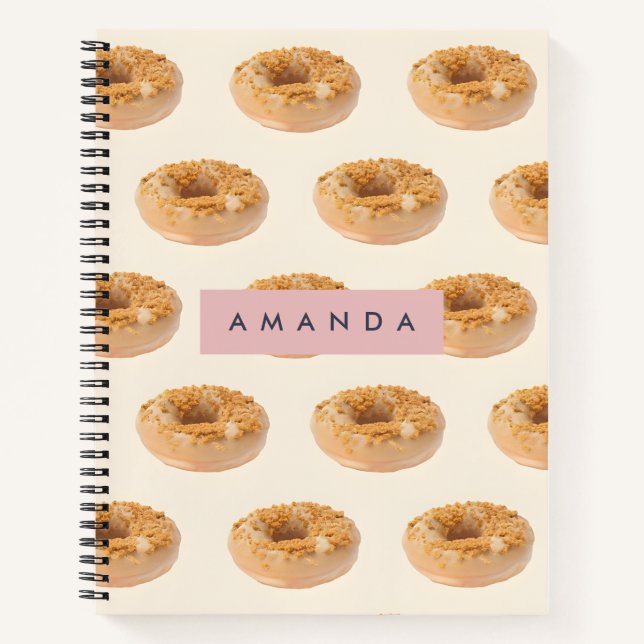 Personalized Pastel Donut Sprinkle Pattern Notebook (Front)