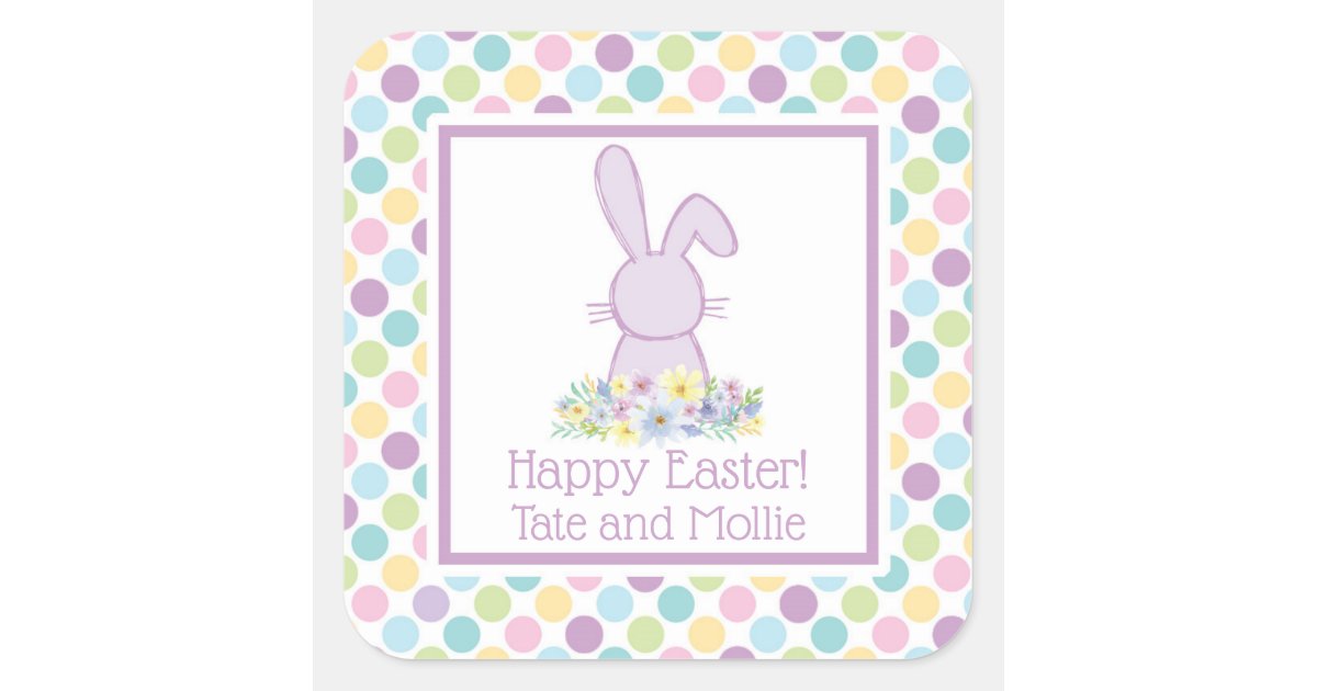 Personalized Pastel Easter Bunny Sticker | Zazzle