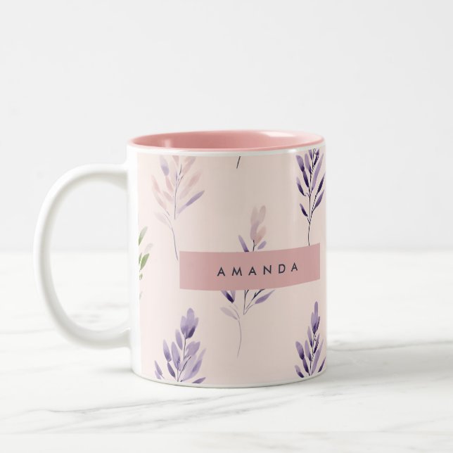 Personalized Pastel Elegant Lavender Pastel Two-Tone Coffee Mug (Left)