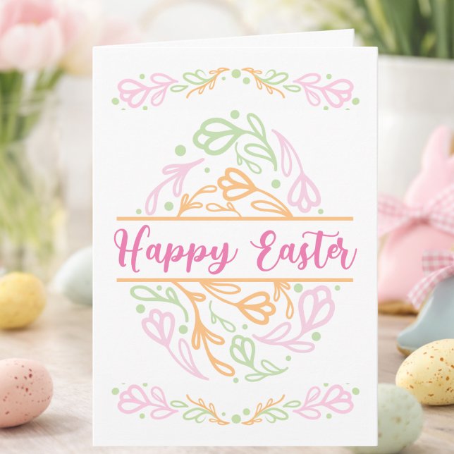 Personalized Pastel Floral Easter Egg Happy Easter Card (Creator Uploaded)