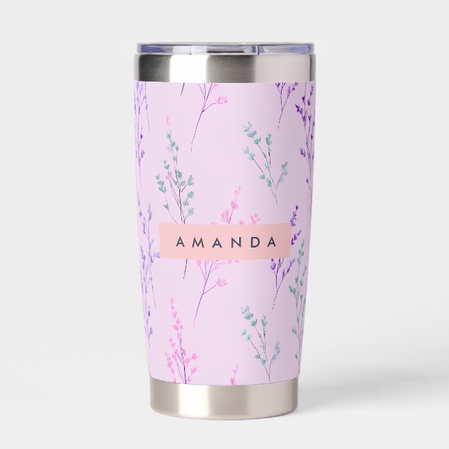 Personalized Pastel Floral, Elegant  Insulated Tumbler (Front)