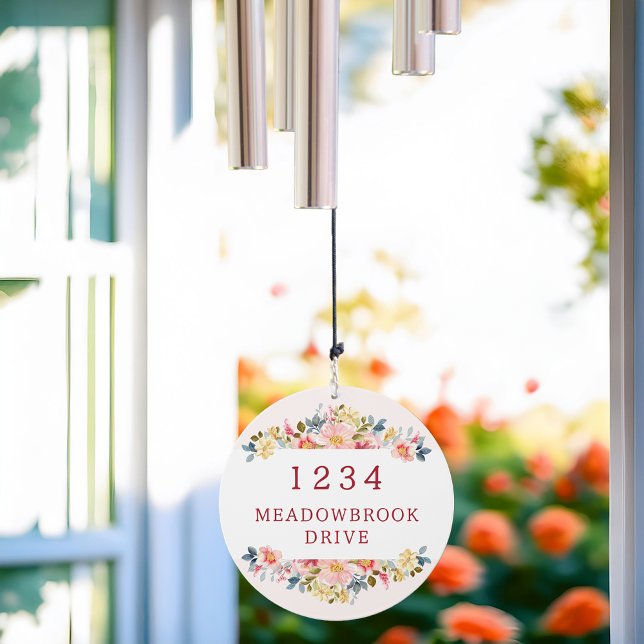 Personalized Pastel Floral Home Address Wind Chime (Creator Uploaded)