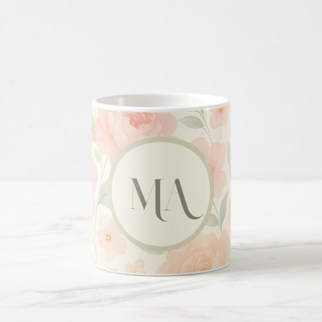 Personalized Pastel Floral Mug with Monogram (Center)