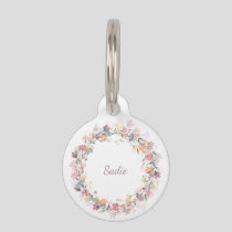 Personalized Pastel Floral Wreath Name Phone Pet ID Tag
