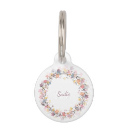 Personalized Pastel Floral Wreath Name Phone Pet ID Tag