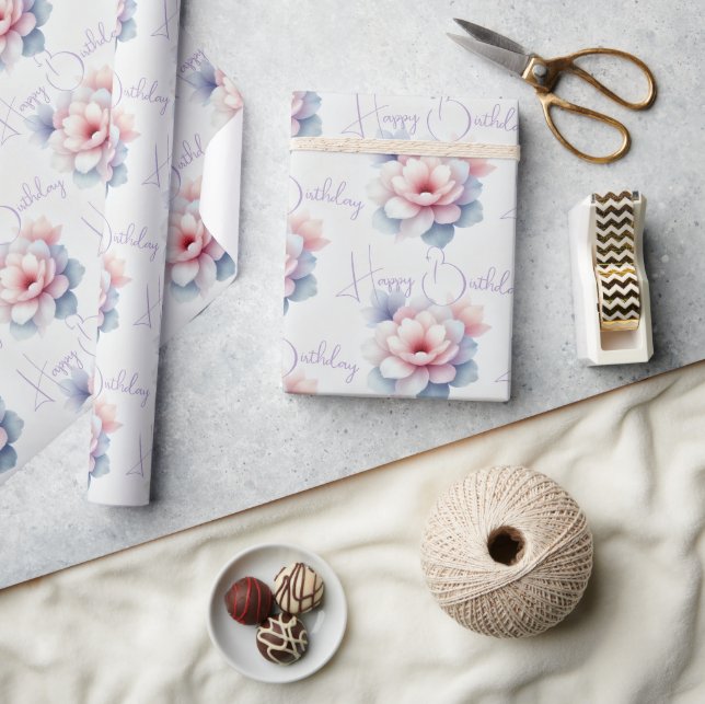 Personalized Pastel Flower Wrapping Paper (Crafts)